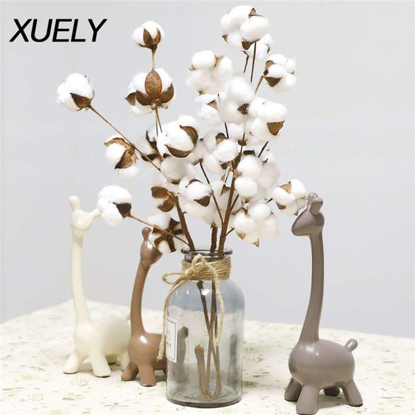 

10 heads natural cotton branches artificial flowers wedding holding flowers plants wall fake home living room decoration