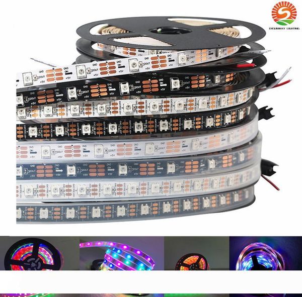 

led strip light APA102 60leds m rgb led SMD 5050 led strips 5m Waterproof IP67 Color Changeable Effects Black PCB DC5V