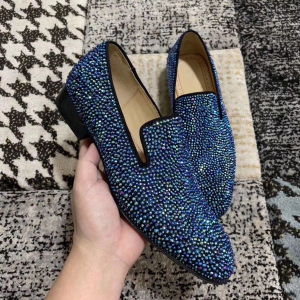 

originals box]fashion brand dandelion strass loafers red bottom gentleman oxford walking flats men elegant evening party business dress, Black