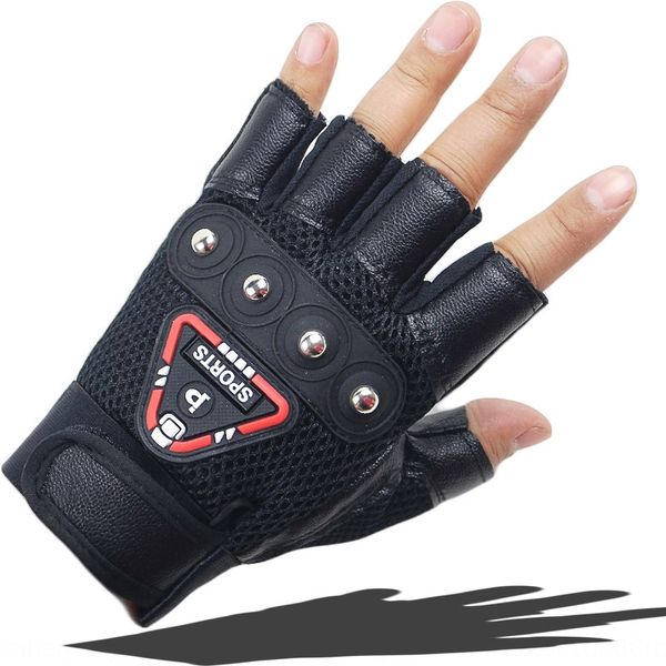 

18 half finger bicycle and gloves men's and women's fitness pu cycling tactics four nail leather fishing gloves, Black