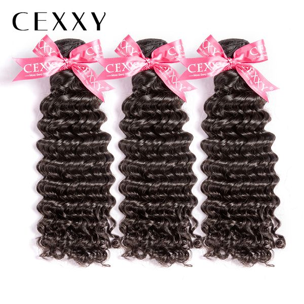 

[cexxy] onecut hair deep wave 8"-30 inch p brazilian virgin hair natural color 100% human virgin hair bundles 1/3/4 pcs bundles, Black;brown
