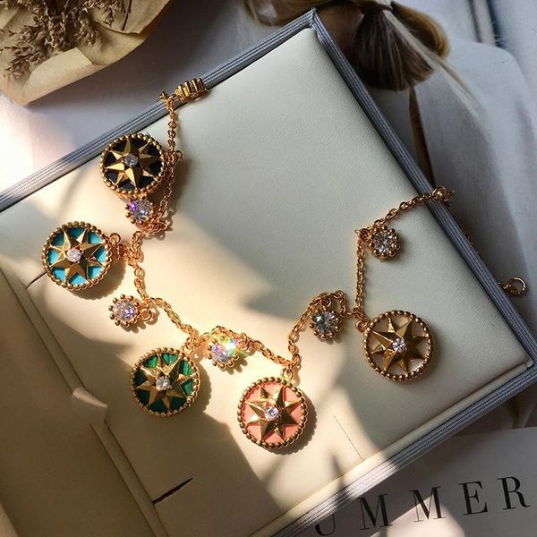 

European and American style cross-border fashion trend jewelry fashion lucky octagonal star disc five flower diamond bracelet