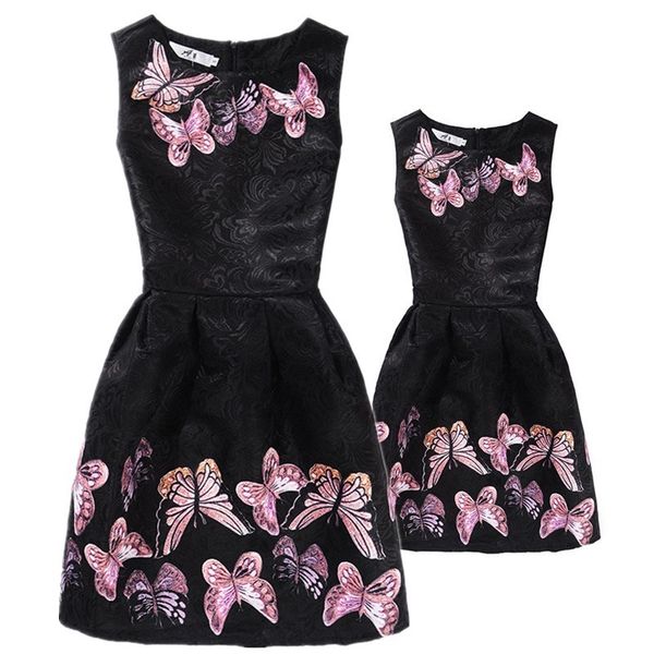 

new mom daughter clothes family look mother daughter dresses family matching clothing for summer sleeveless printed family dress y200713, Blue