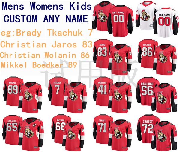 

ottawa senators jersey brady tkachuk jersey christian jaros christian wolanin mikkel boedker mens red white hockey jerseys custom stitched, Black;red