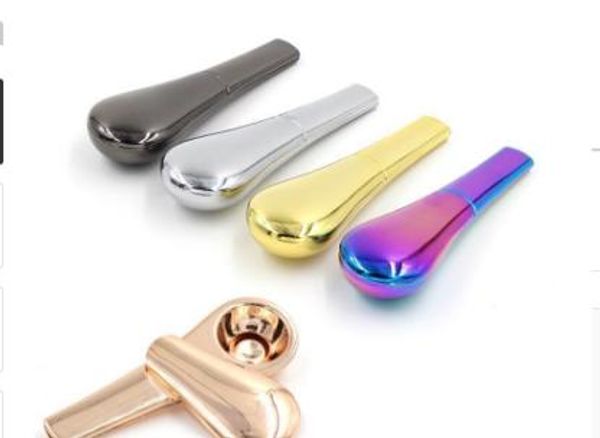

Hot sale Rainbow Metal hand pipe Magnet Smoking Pipe Zinc Alloy Magnetic 97mm Length 22mm diameter Tobacco Pipes e Cigarette
