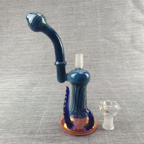 Projeto exclusivo Bongos de água de vidro de vidro Gongohs de 8,6 polegadas Bongo de vidro Jade Rig de 14 mm Dab para acessórios para fumantes