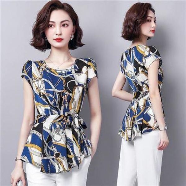 

women casual summer style chiffon blouses shirts lady short sleeve o neck polka dot printed blusas df2824, White
