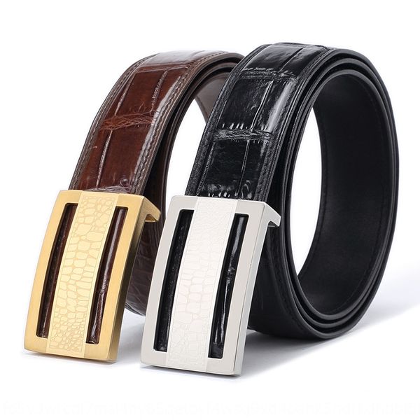 

origin 3.8cm crocodile belly plate buckle pa127 men's belt business leisure leather belt men's, Black;brown