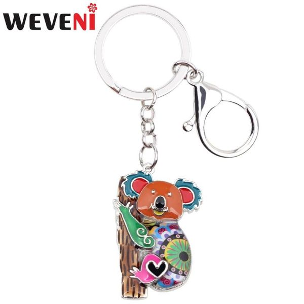 

weveini animal enamel australia koala bear key chains for women keychain gift for girl handbag charms keychains fashion jewelry, Silver