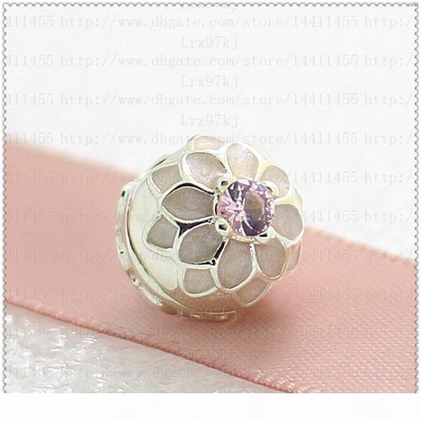 

новый 2016 spring 925 стерлингового серебра blooming dahlia клип шарм бисера с эмалью и cz подходит для европейского pandora ювелирных издел, Black