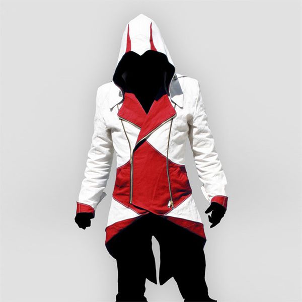 

men's jackets assassins creed halloween costume men casual streetwear hoodedoutwear edward cosplay jacket coats, Black;brown