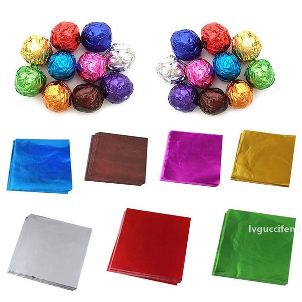 

100pcs chocolate packed paper aluminum foil sugar random color 10 * 10cm