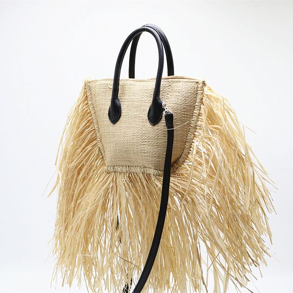 

the new woven bag shoulder slanting straw bag 2020 new tassel bag, straw handbag for women