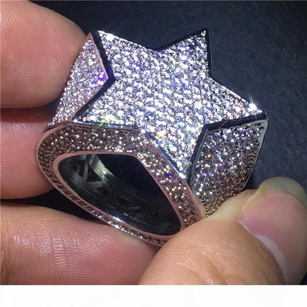 

роскошный big star hiphop кольцо pave установка 5a циркон камень белого золота заполнена партии обручального кольца для мужчин годовщины юве, Silver