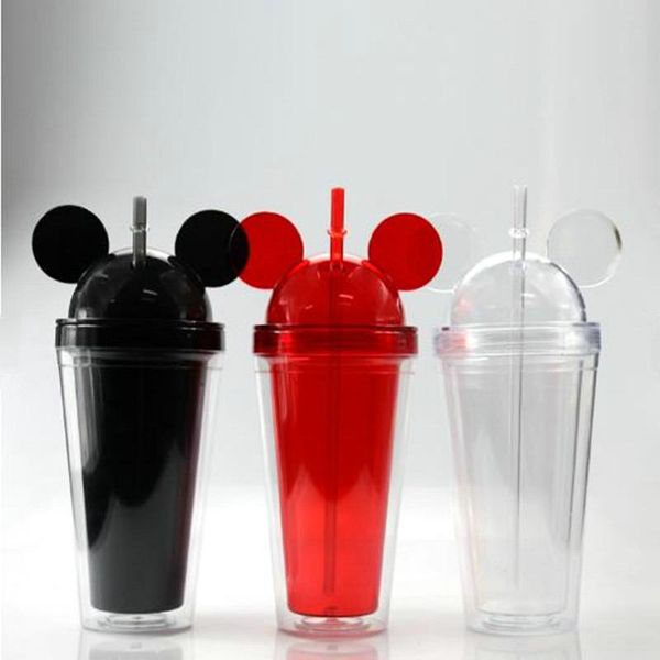 

acrylic wine 15oz juice cup baby plastic straws tumbler cute kids tumbler mouse travel acrylic cartoon glass with tpdyc tore2010