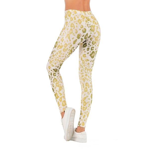 

brands women fashion legging gold fluorescence leopard printing ombre leggins slim legins high waist leggings woman pants, Black