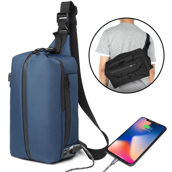 

men crossbody bag outdoor waterproof sling bag usb charging male messenger shoulder bags sports travel chest pack for teenager