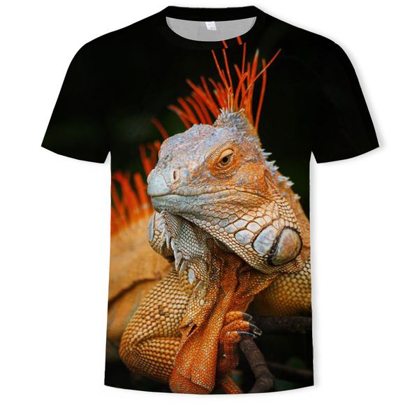 

mensshort sleeve round collar lizard 3d printed t-shirt digital, White;black