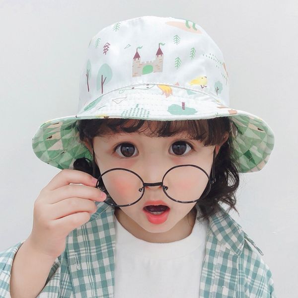

7gqsu qiu nan children's children's summer fisherman sunscreen double-sided wear boys' and girls' fisherman's basin, Blue;gray