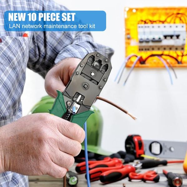 

10pcs/set network clamp wire stripper cable cutter with screwdriver tools