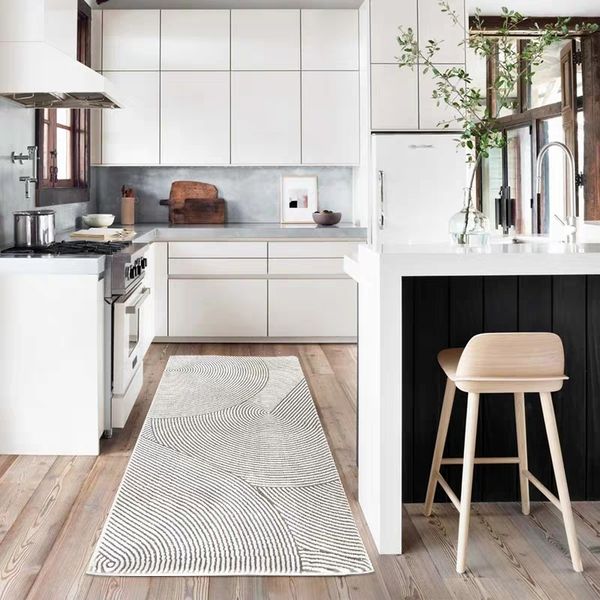 

nordic style 3d pattern geometric abstract runner rug , post modern style all ivory color home decoration bedside carpet