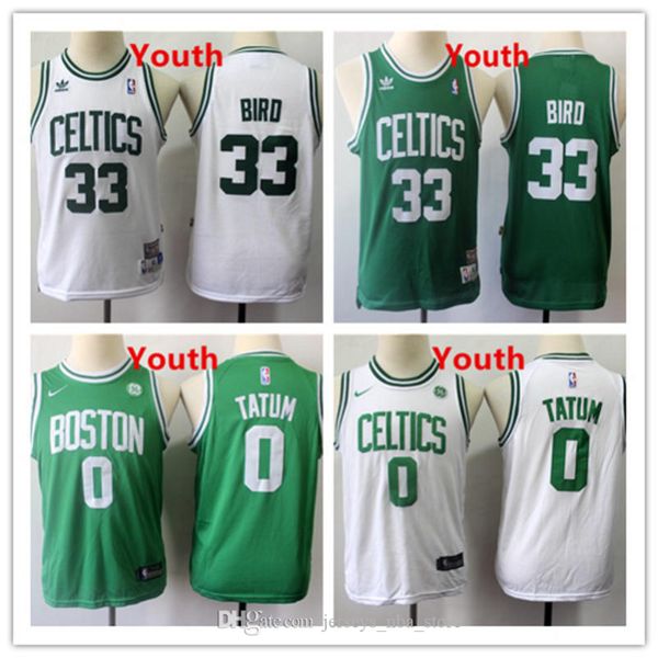 

kids retro city jersey edition vancouver nba boston celtics 0 jayson tatum 33 larry bird basketball jerseys green 07, Black;red