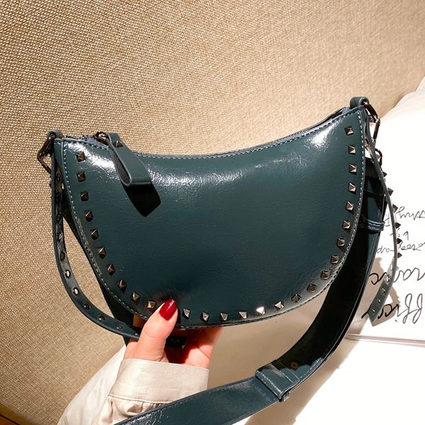 

fashion rivet crossbody bags for women 2020 luxury handbags women bags designer pu leather lady travel handbags and purses