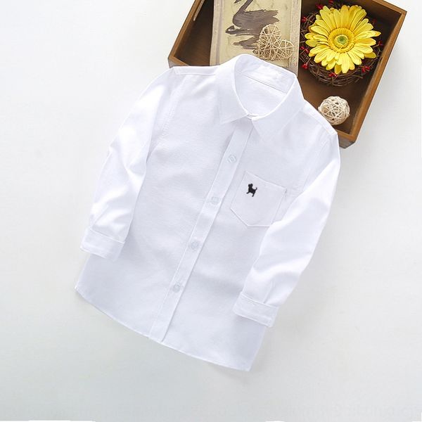 

boys' season wear white children's white long-sleeved medium and large children's all-match shirt 2-10 years old boys' a, White;black