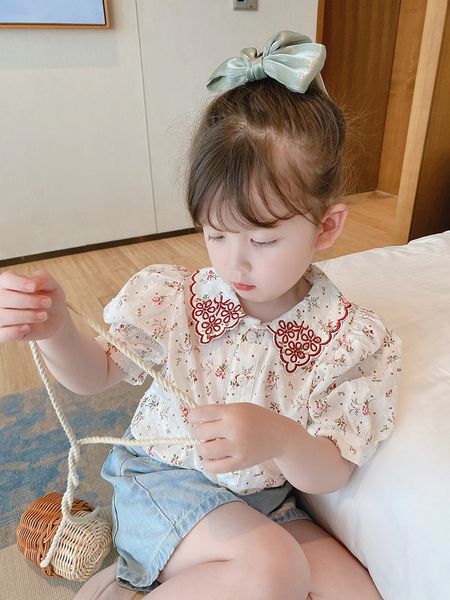 

oebqe clothing girl's tong chen shan children's tong chen shan 2020 children's summer clothes floral foreign style shirt baby, White;black