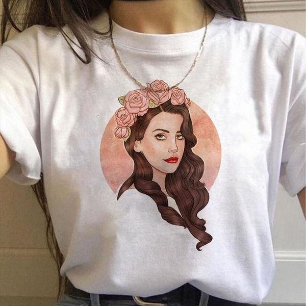 

lana del rey harajuku ullzang t shirt women print fans t shirt 90s graphic aesthetic tshirt korean style tees female, White