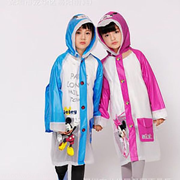 

8fume fashion cartoon belt bag children's waterproof raincoat male and female students children's transparent big brim thickened p, Red;brown