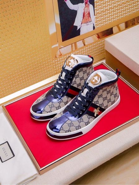 

new2 fashion high to help casual men's shoes wild sports shoes outdoor comfortable lace men's shoes original box packaging fast de, Black