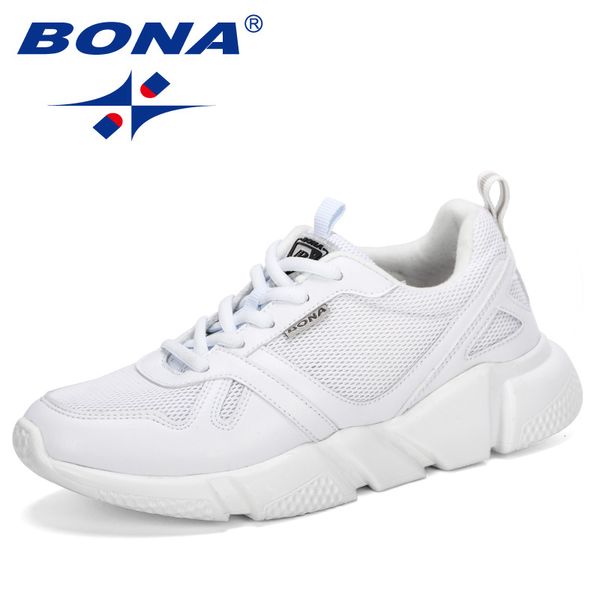 

bona 2020 new style outdoor breathable trainers chunky heels women's platform sneakers shoes casual female shoes comfortable, Black