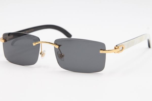 

new style 8200757 glasses genuine natural black and white vertical stripes buffalo horn rimless 8200758 sunglasses 2020 unisex, White;black