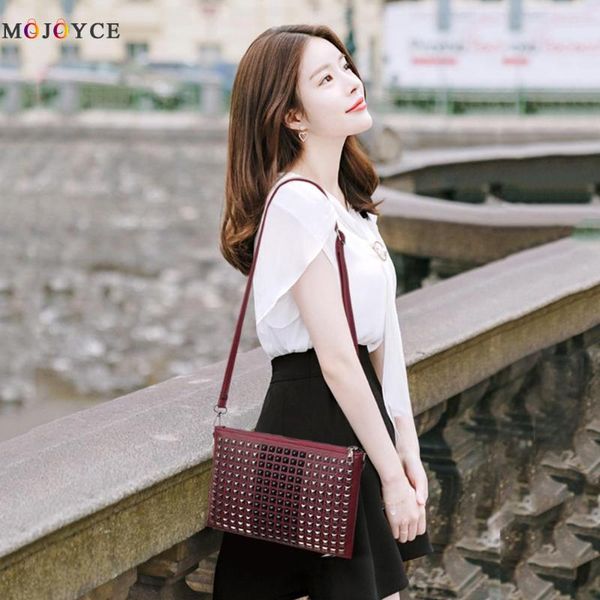 

casual rivet women shoulder satchel bag leather ladies messenger bags purse