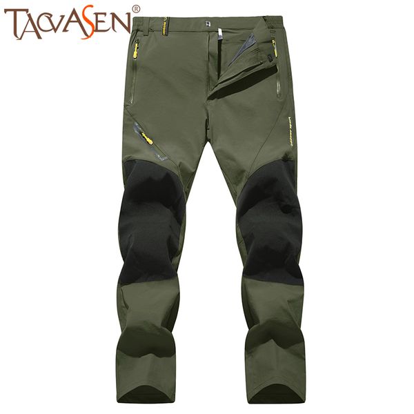 

tacvasen men's summer outdoor hiking pants lighweight quick dry camping trekking travel trousers elastic climbing mountain pants, Black;green