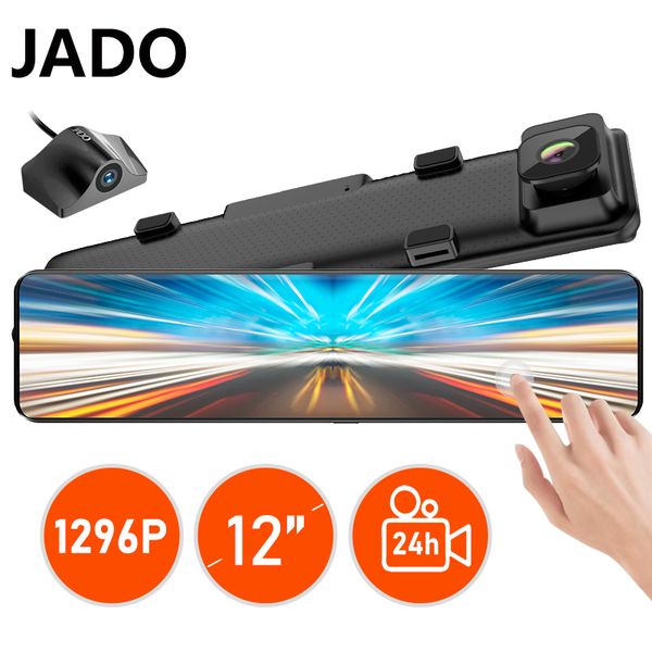 

jado t690 1296p lens driving video recorder dash cam 12-inch car dvr camera dashcam fhd dual 24 hours car rear view camera cool