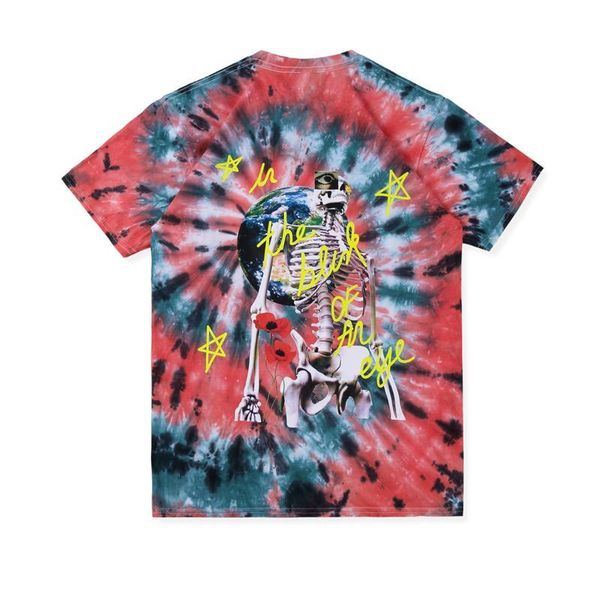

19ss joint tie-dyed skeleton tee red fashion men women summer tee classic street skateboard casual short sleeves tee hfhltx014, White;black