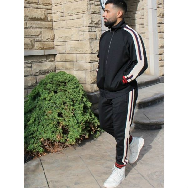 

2020 mens designer tracksuits fashion letters string jacket & sweatpants casual zipper two pieces outfits for boy hiphop streetwear 4 colors, Gray