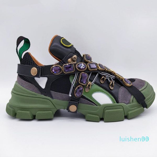 

flashtrek sneaker with removable crystals mens luxury designer shoes casual fashion luxury designer womens sneakers size 35-45l30 l03, Black