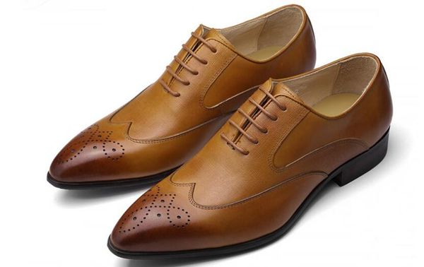 

new fashion classics breathable formal pointed toe business men's shoes lace up high-men shoes dress, Black