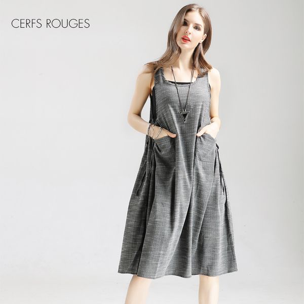

2020 summer plus size loose o-neck women's dress for pregnant women female women's clothing sleeveless breathable, Black;gray