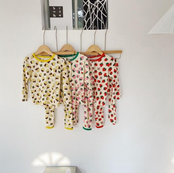 

2020 new style girls 2 pcs printed set t-shirt+pants autumn cotton baby girls pajamas suits 2-7 years, White