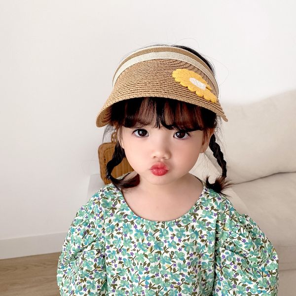 

2020 fruit flower empty fruit straw girls straw summer sunscreen empty hat beach cute sun hat parent-child style, Blue;gray