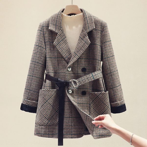 

2019 зима нового пальто шерсти wool корейски женщины утолщенного и популярный костюм пальто шерстяного, Black