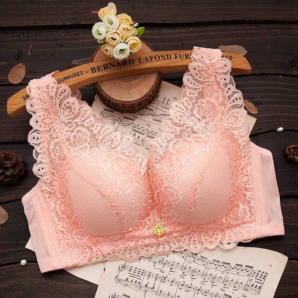 

women solid color lace embroidery wide shoulder strap bra large size push up bras plus size, Red;black
