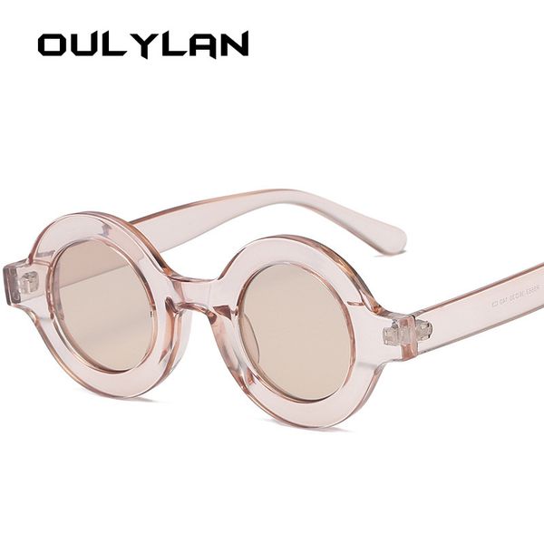 

oulylan round sunglasses women men vintage brand gradient sun glasses shades ladies small punk sunglass uv400 pink champagne, White;black