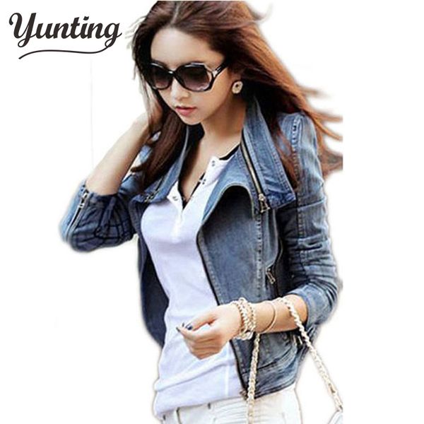 

new designed popular women's slim all-match wowed denim outerwear short zipper long-sleeve jean jacket, Black;brown