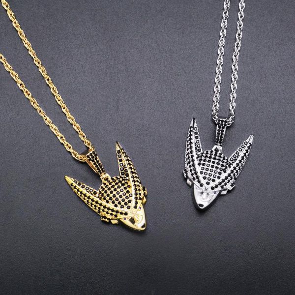 

lureen hip hop men's gold silver color character pendant necklace iced out cubic zircon long necklaces punk jewelry