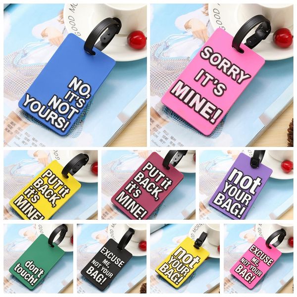 

creative letter "not your bag" cute travel accessories luggage tags suitcase cartoon style fashion silicon portable travel label, Black